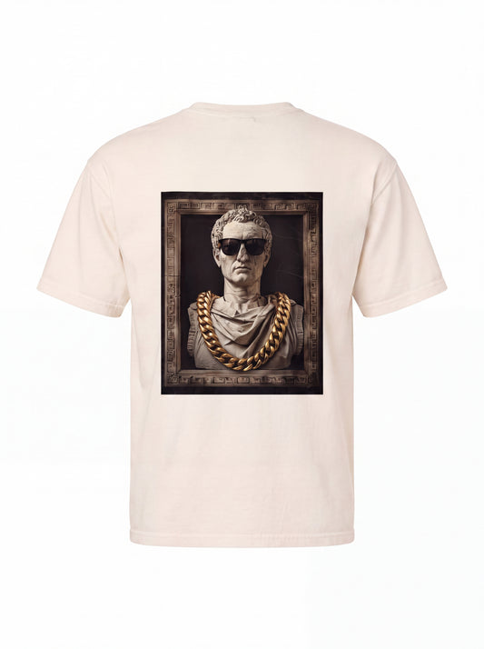 Roman Bust Graphic T-Shirt — Vintage Statue Portrait with Gold Chains