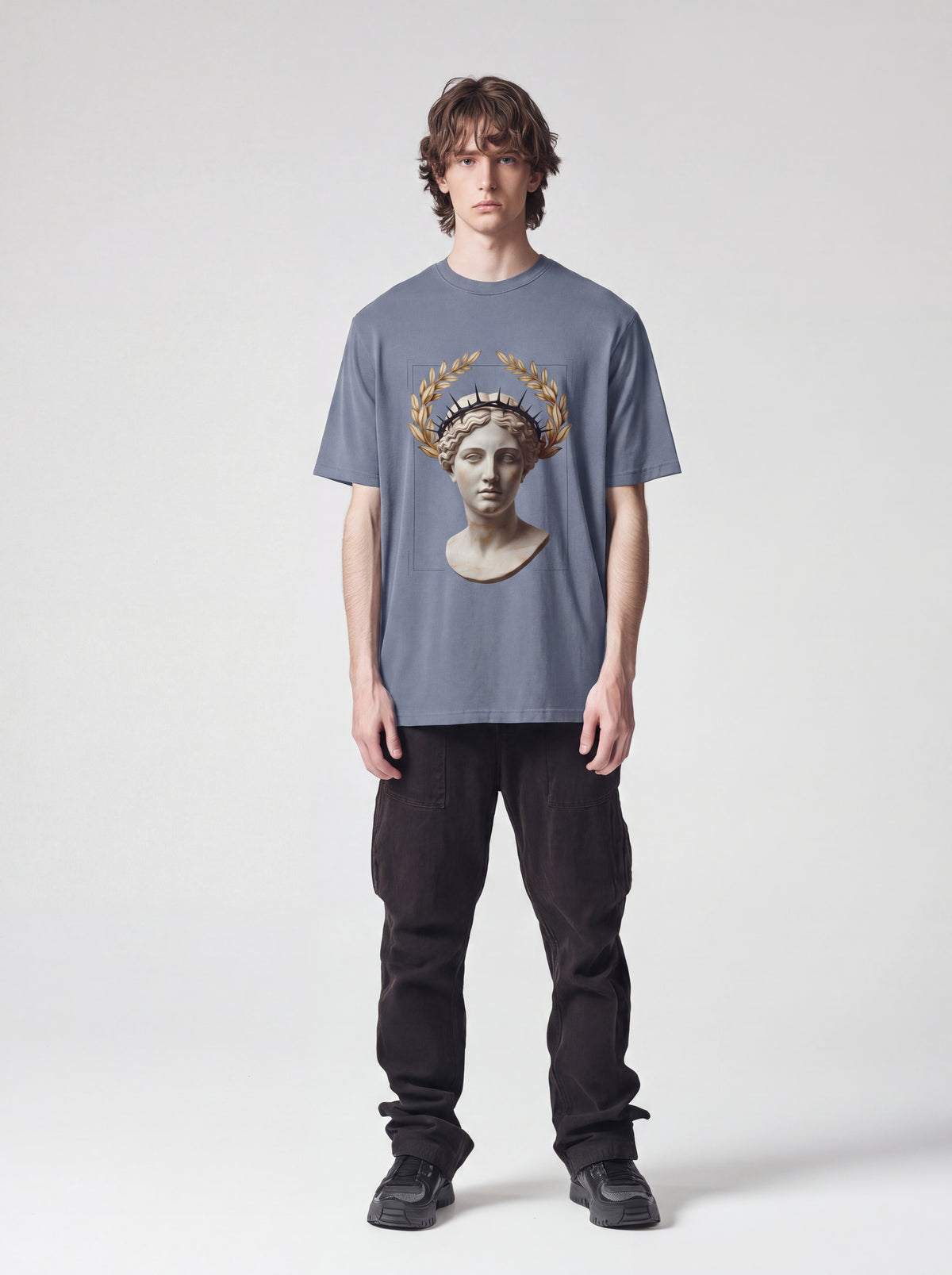 Classical Statue Tee — Roman Bust Laurel Wreath Graphic Shirt