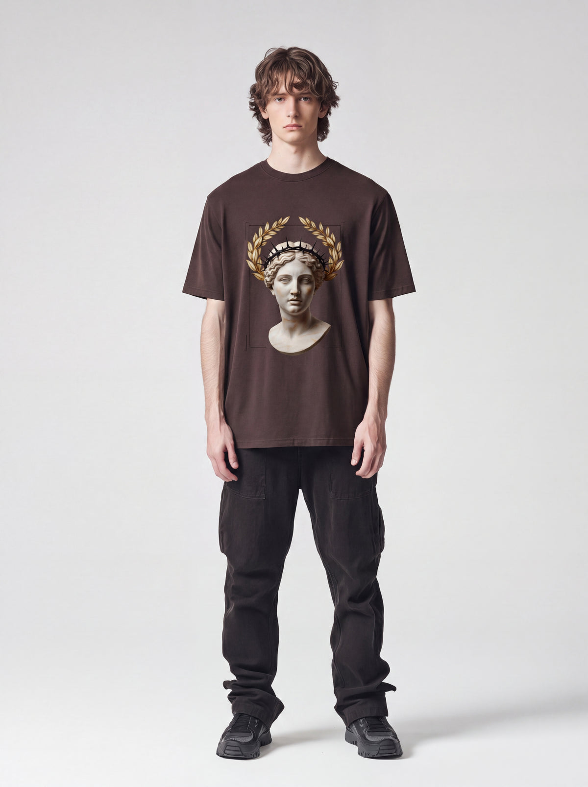 Classical Statue Tee — Roman Bust Laurel Wreath Graphic Shirt
