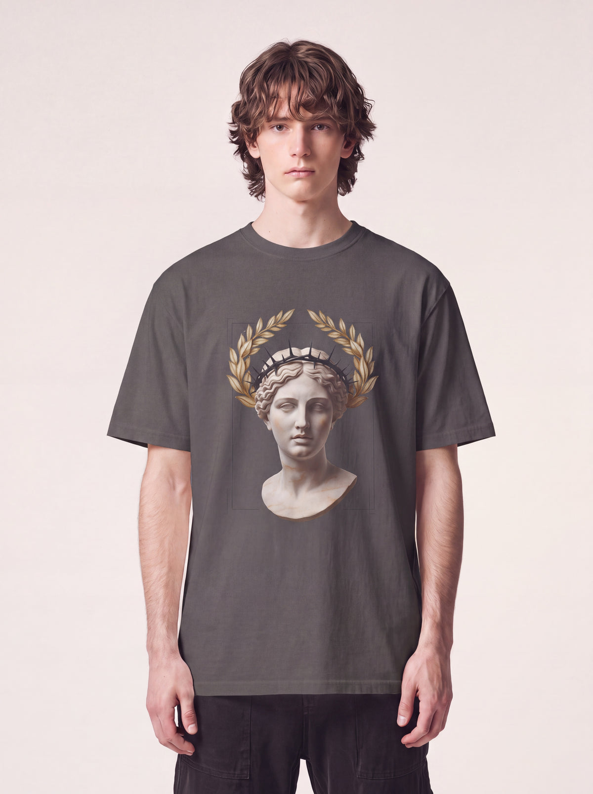 Classical Statue Tee — Roman Bust Laurel Wreath Graphic Shirt