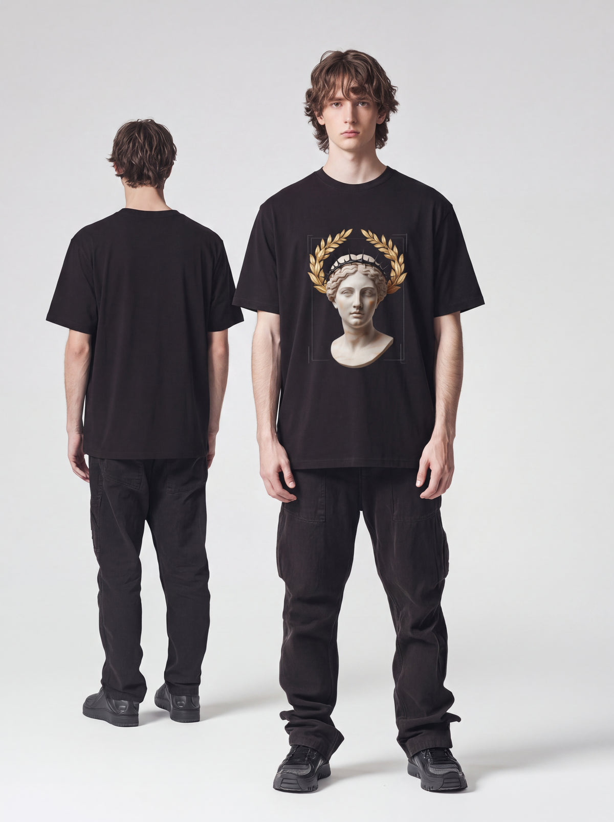Classical Statue Tee — Roman Bust Laurel Wreath Graphic Shirt