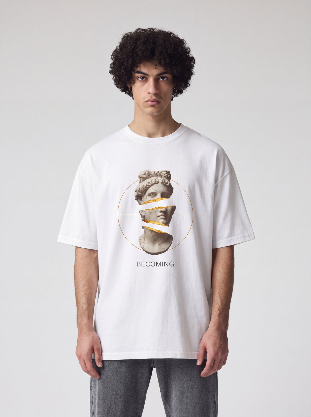 Marble Statue Tee — Unfinished Sculpture Art Graphic Shirt