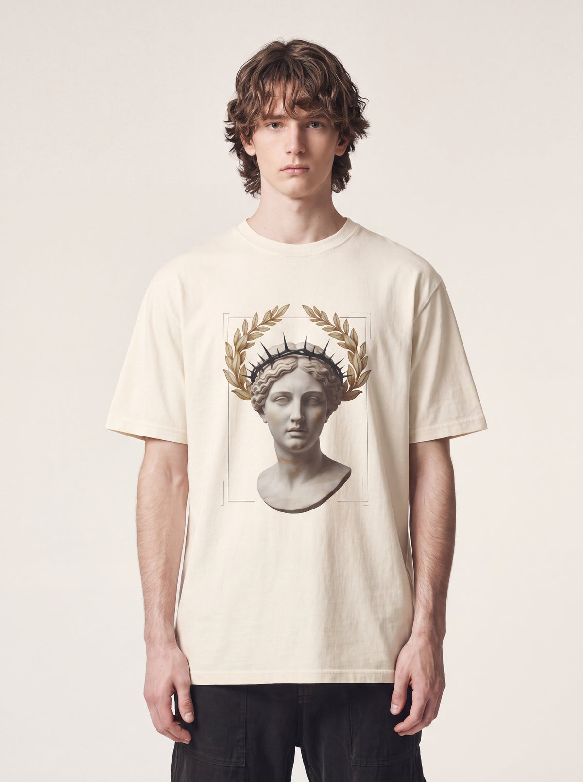 Classical Statue Tee — Roman Bust Laurel Wreath Graphic Shirt