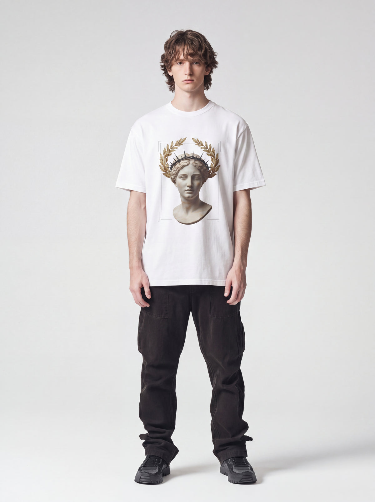 Classical Statue Tee — Roman Bust Laurel Wreath Graphic Shirt