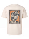 Classical Statue Head Graphic T-Shirt — Retro Orange Framed Art Tee