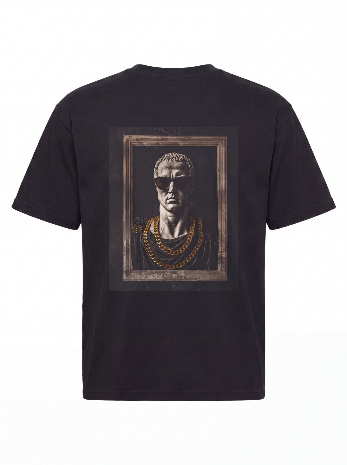 Unisex Heavyweight 6.1 oz Cotton Boxy Fit T-Shirt featuring classical sculpture Graphic - 3D Ghost Mannequin Back Print View