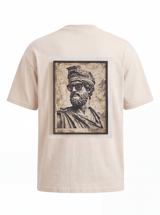 Unisex Heavyweight 6.1 oz Cotton Boxy Fit T-Shirt featuring classical sculpture Graphic - 3D Ghost Mannequin Back Print View