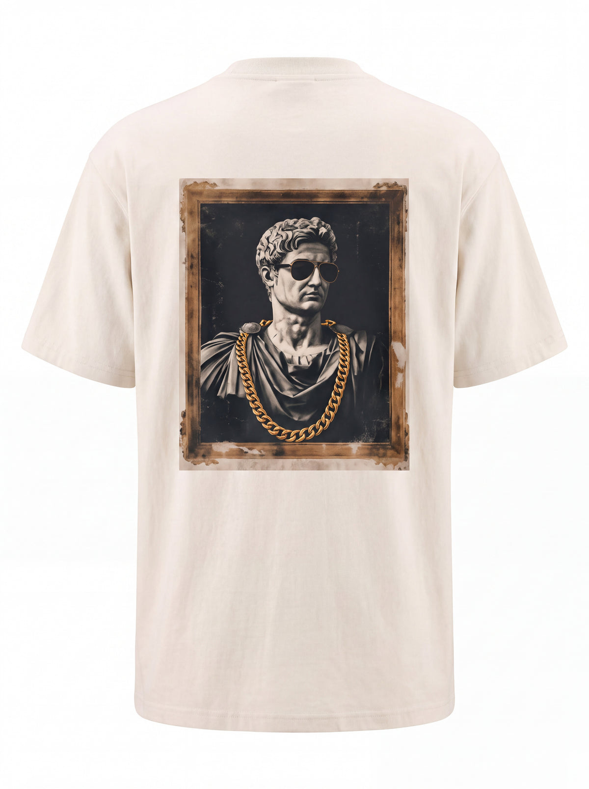 Unisex Heavyweight 6.1 oz Cotton Boxy Fit T-Shirt featuring classical sculpture Graphic - 3D Ghost Mannequin Back Print View