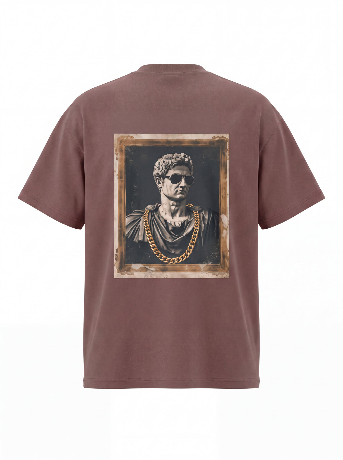 Unisex Heavyweight 6.1 oz Cotton Boxy Fit T-Shirt featuring classical sculpture Graphic - 3D Ghost Mannequin Back Print View