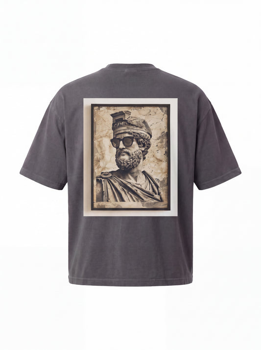 Unisex Heavyweight 6.1 oz Cotton Boxy Fit T-Shirt featuring classical sculpture Graphic - 3D Ghost Mannequin Back Print View