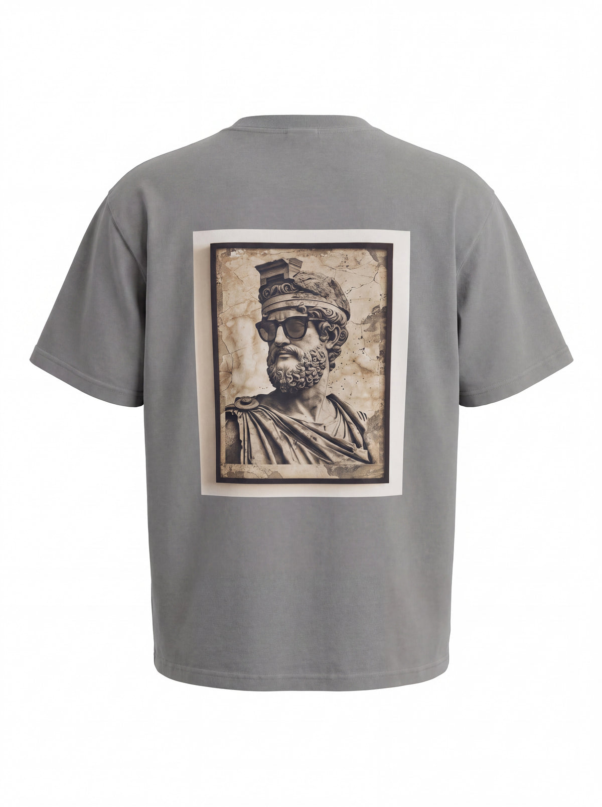 Unisex Heavyweight 6.1 oz Cotton Boxy Fit T-Shirt featuring classical sculpture Graphic - 3D Ghost Mannequin Back Print View
